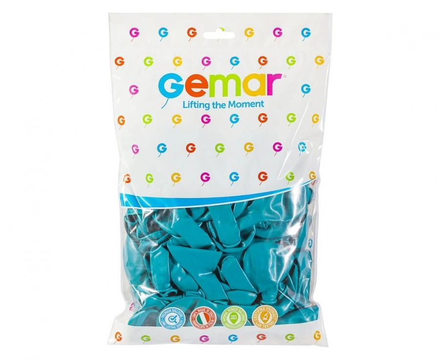 imagine-Set 100 baloane latex Gemar albastru turcoaz