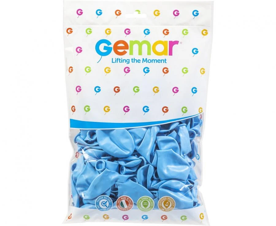 imagine-Set 100 baloane latex Gemar albastru deschis pastel
