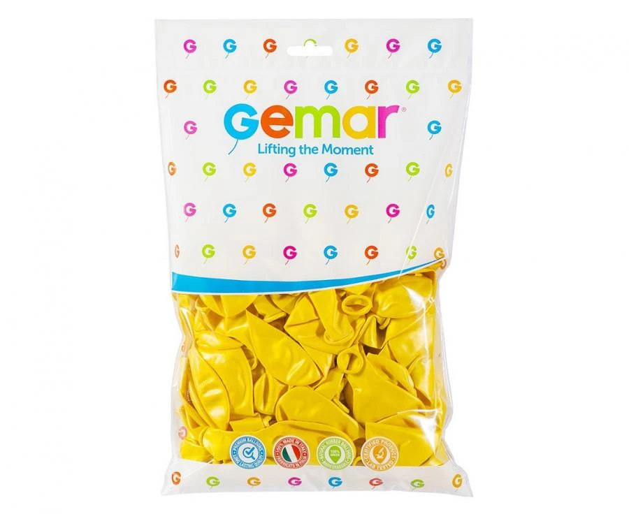 imagine-Set 100 baloane latex Gemar galben metalic