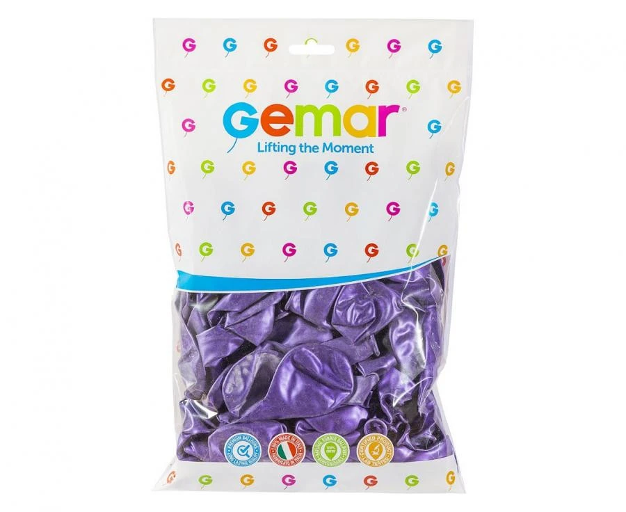 imagine-Set 100 baloane latex Gemar mov metalic