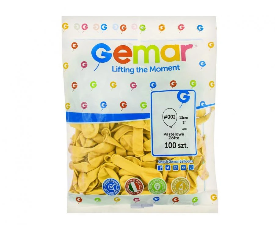 imagine-Set 100 baloane latex Gemar galben deschis 13 cm