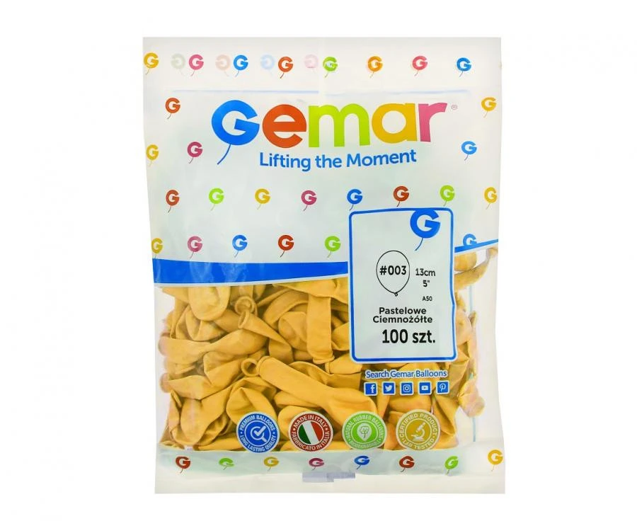 imagine-Set 100 baloane latex Gemar galben inchis 13 cm