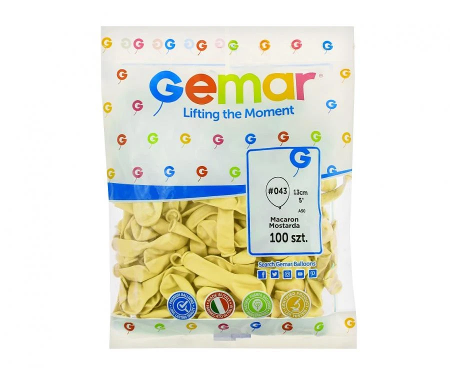 imagine-Set 100 baloane latex Gemar galben pastel 13 cm