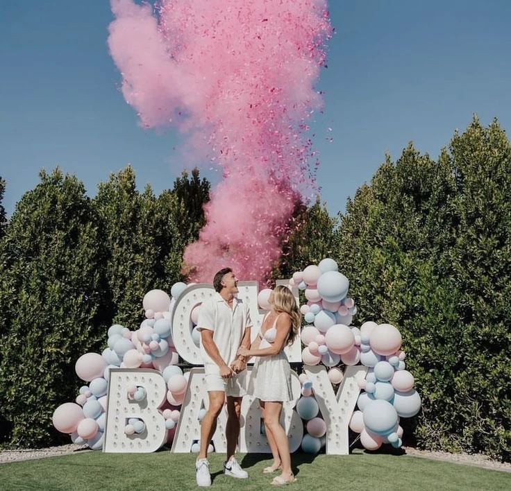 imagine-Baterie de zi cu fum colorat roz Gender Reveal