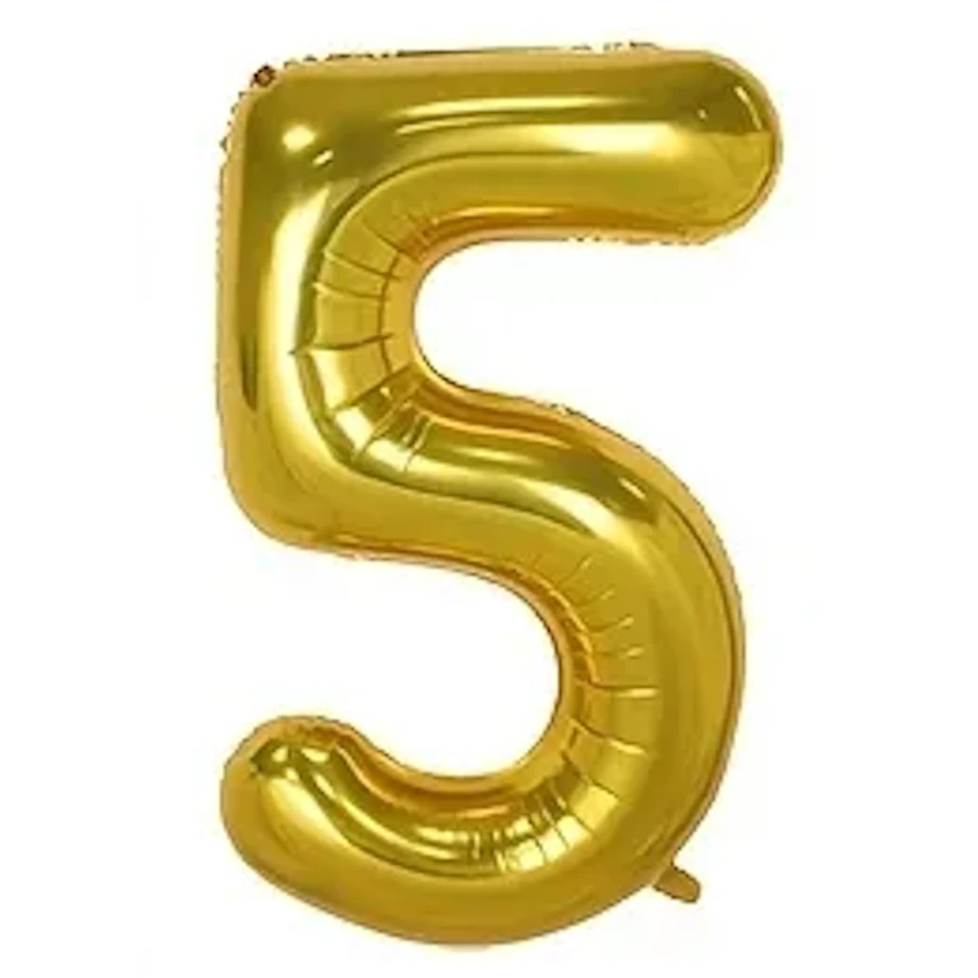 imagine-Balon auriu folie cifra 5 - 100cm