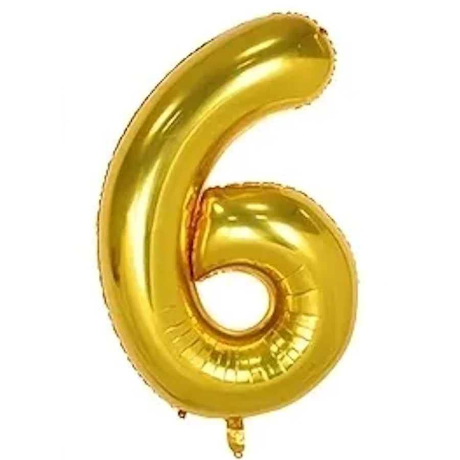 imagine-Balon auriu folie cifra 6 - 35cm