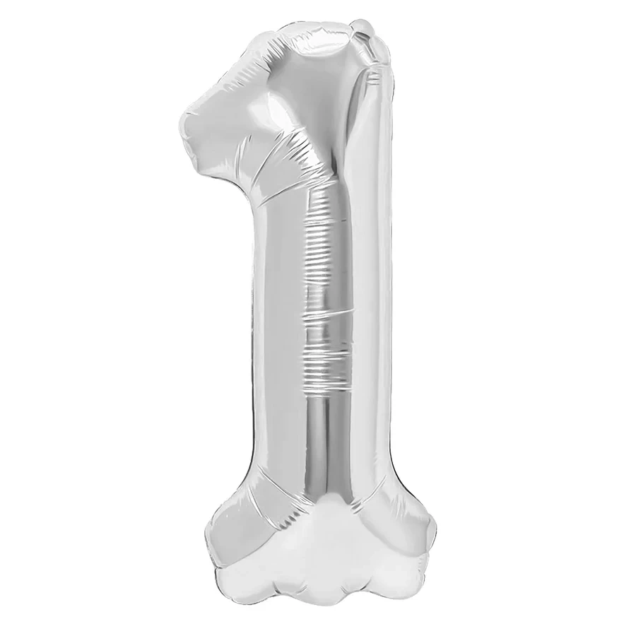 imagine-Balon argintiu folie cifra 1 - 35cm
