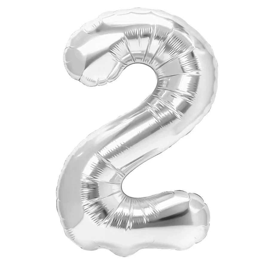 imagine-Balon argintiu folie cifra 2 - 35cm