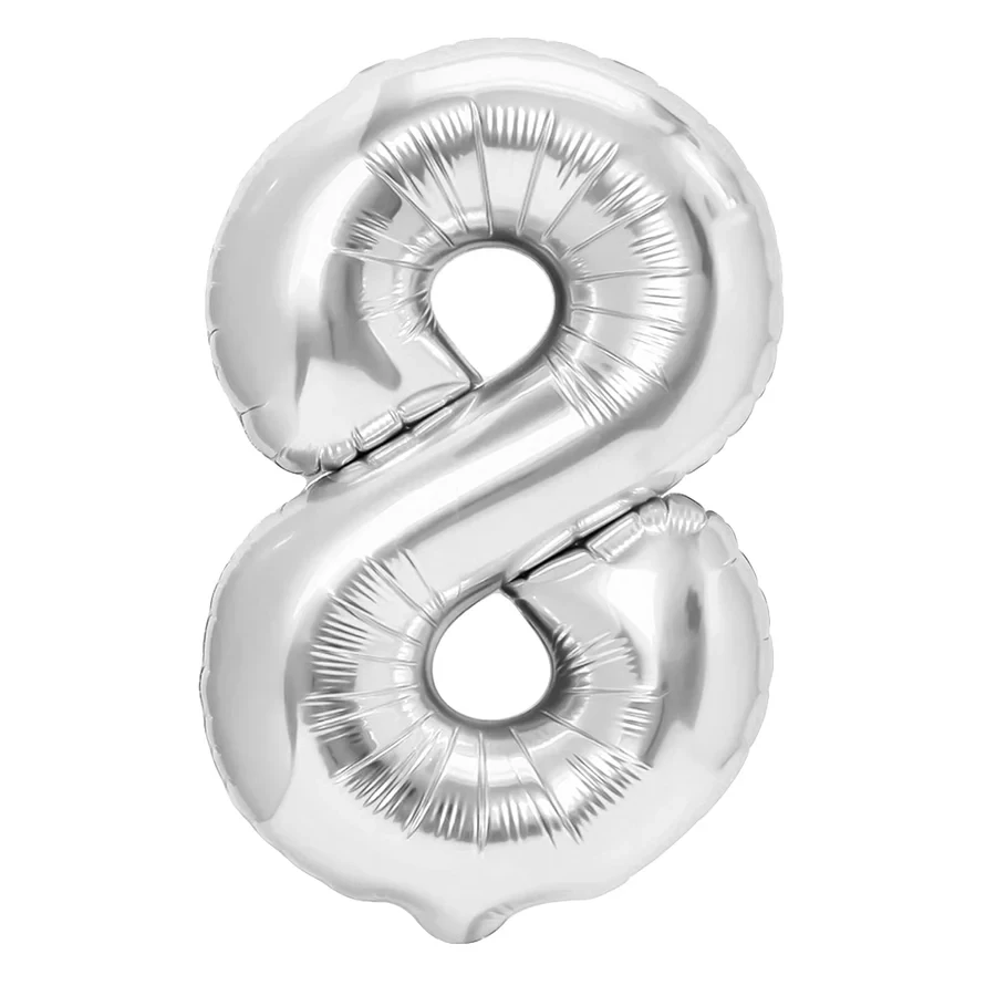 imagine-Balon argintiu folie cifra 8 - 35cm