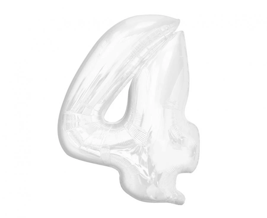 imagine-Balon folie alb perlat cifra 4 – 92cm