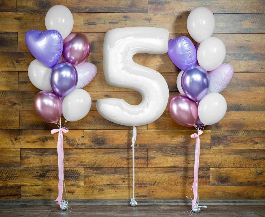 imagine-Balon folie alb perlat cifra 5 – 92cm