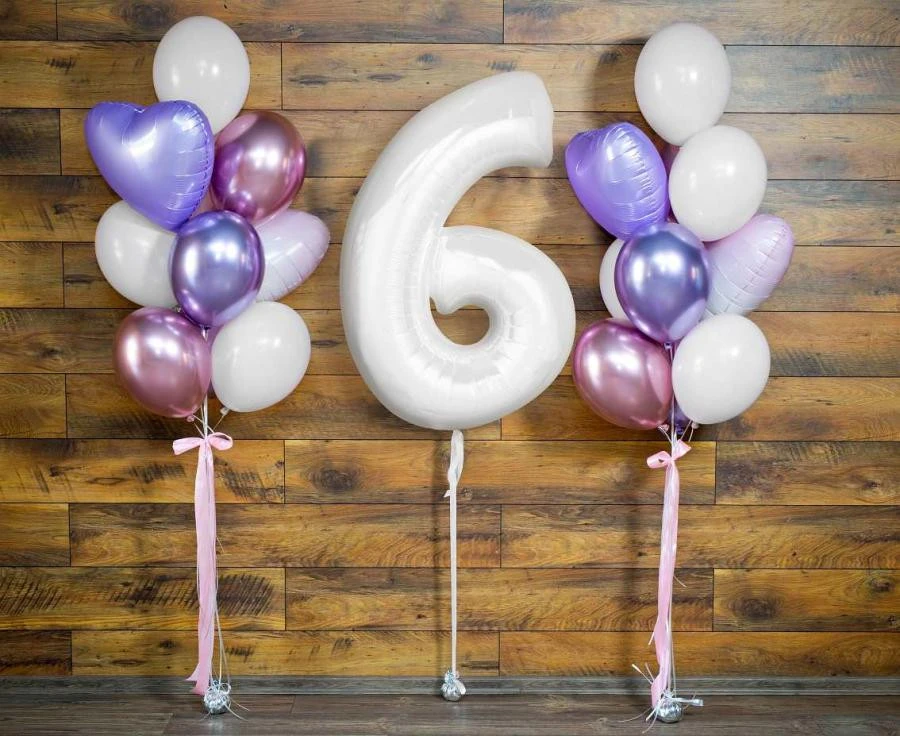 imagine-Balon folie alb perlat cifra 6 – 92cm