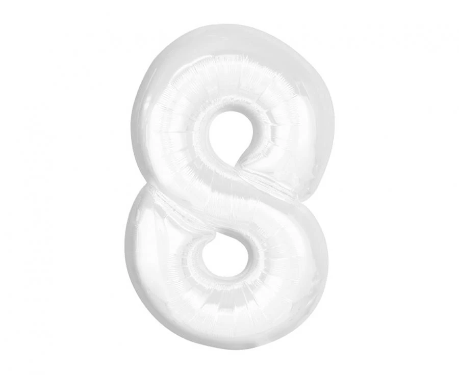 imagine-Balon folie alb perlat cifra 8 – 92cm
