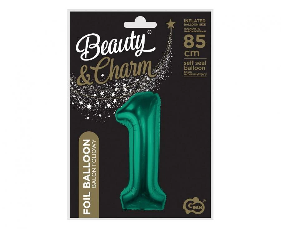 imagine-Balon folie verde smarald cifra 1 – 85cm