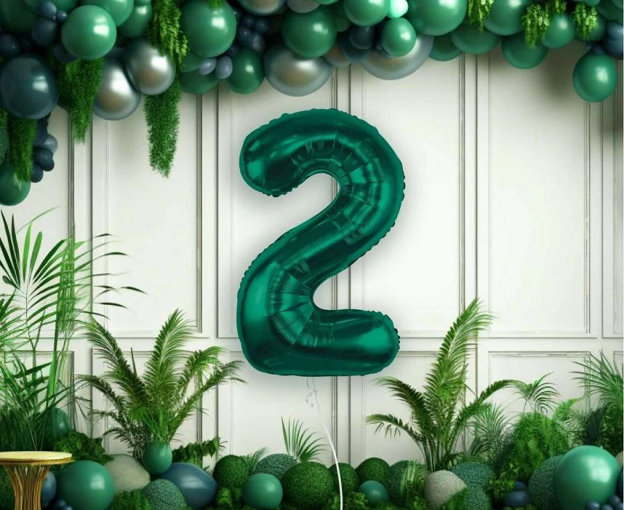 imagine-Balon folie verde smarald cifra 2 – 85cm