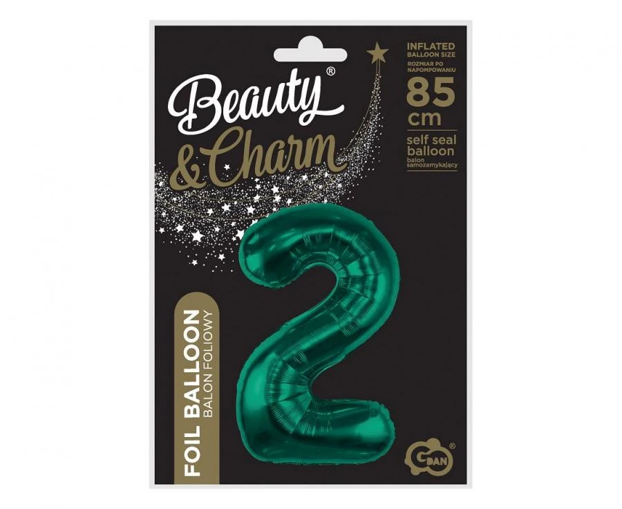 imagine-Balon folie verde smarald cifra 2 – 85cm