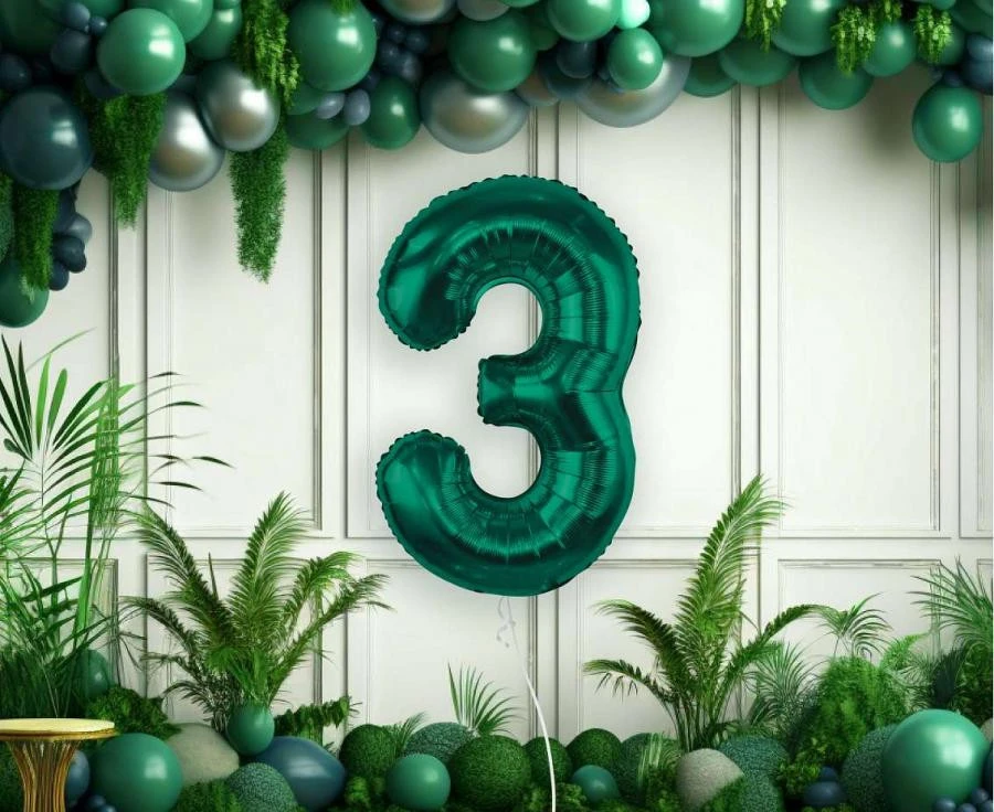 imagine-Balon folie verde smarald cifra 3 – 85cm