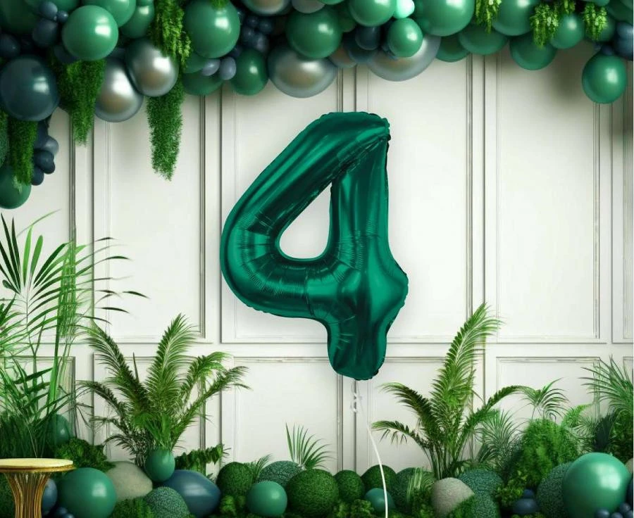 imagine-Balon folie verde smarald cifra 4 – 85cm