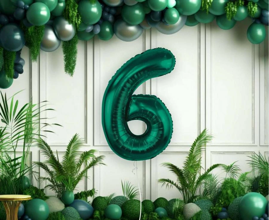 imagine-Balon folie verde smarald cifra 6 – 85cm