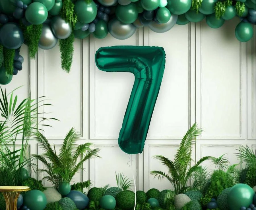 imagine-Balon folie verde smarald cifra 7 – 85cm