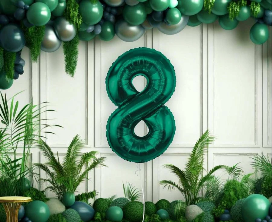 imagine-Balon folie verde smarald cifra 8 – 85cm