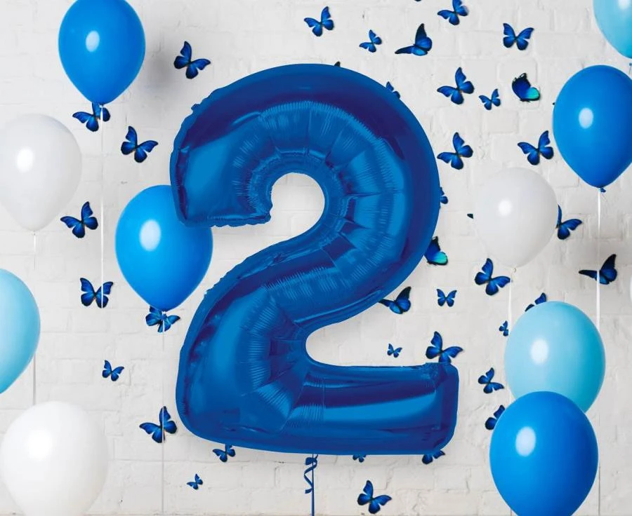 imagine-Balon folie albastru cifra 2 – 92cm