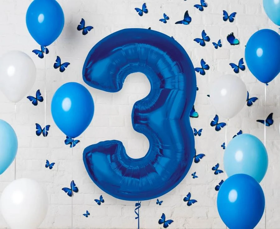 imagine-Balon folie albastru cifra 3 – 92cm