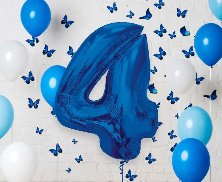 imagine-Balon folie albastru cifra 4 – 92cm