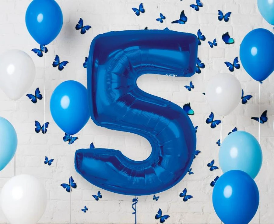 imagine-Balon folie albastru cifra 5 – 92cm