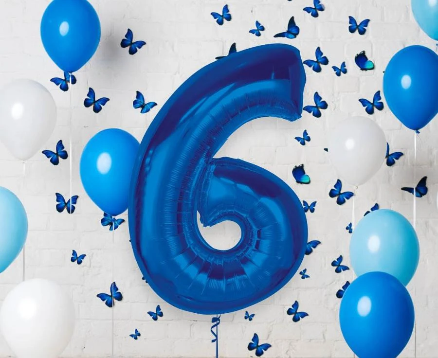 imagine-Balon folie albastru cifra 6 – 92cm