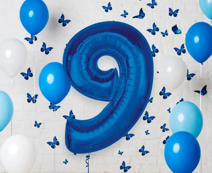 imagine-Balon folie albastru cifra 9 – 92cm