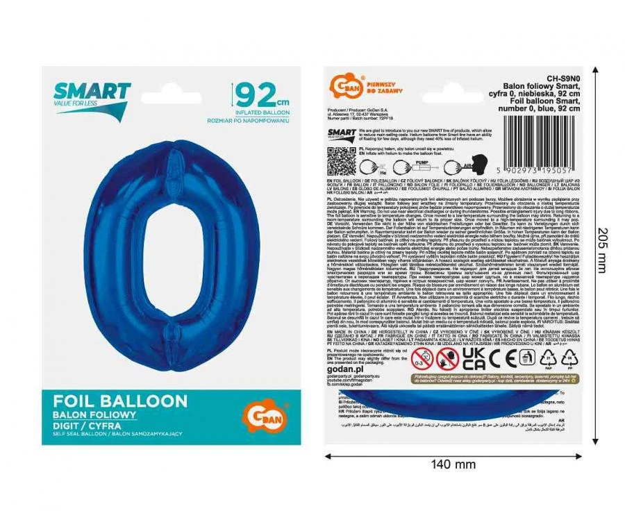 imagine-Balon folie albastru cifra 0 – 92cm