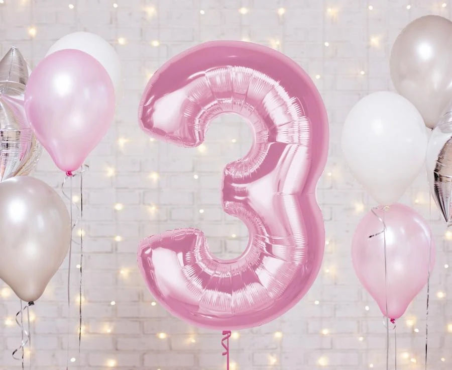 imagine-Balon folie roz cifra 3 – 92cm