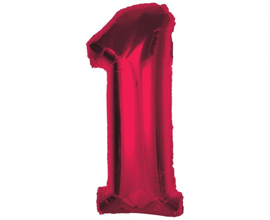 imagine-Balon folie rosu metallic cifra 1 – 92cm