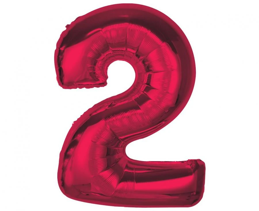imagine-Balon folie rosu metallic cifra 2 – 92cm