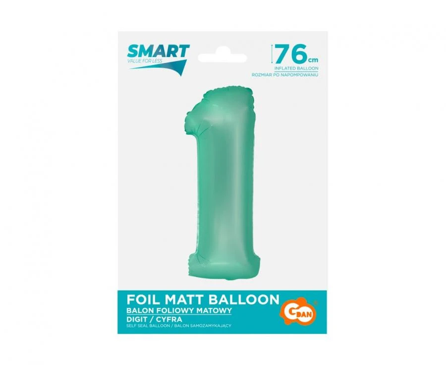 imagine-Balon folie turcoaz cifra 1 – 76cm