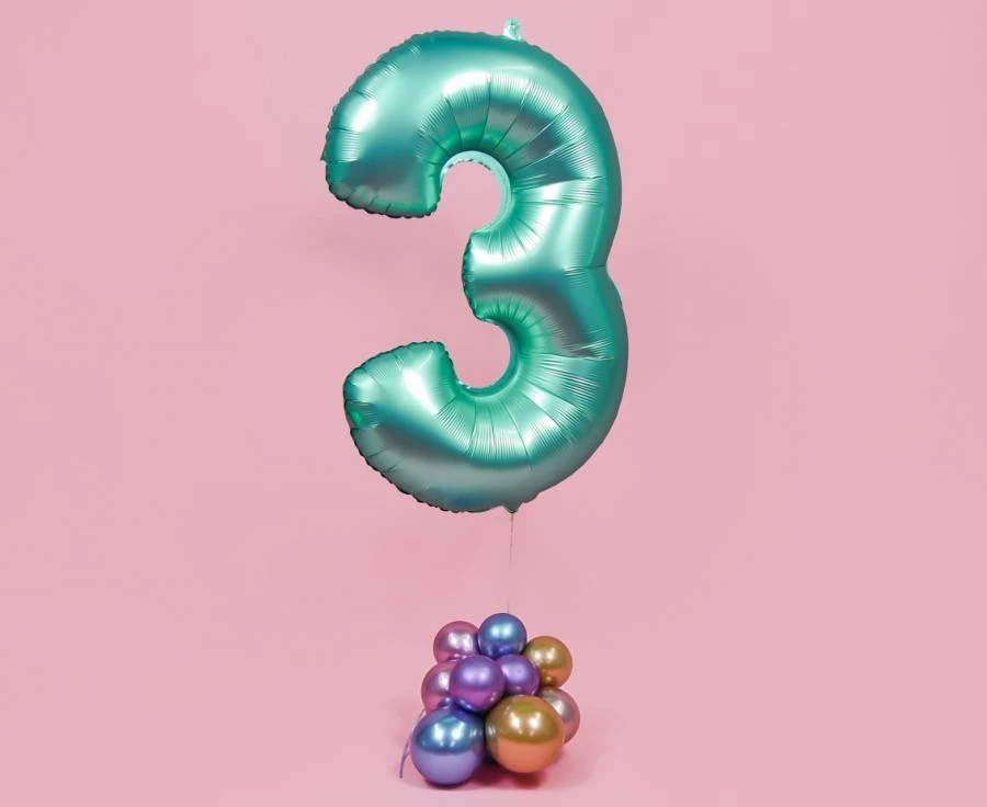 imagine-Balon folie turcoaz cifra 3 – 76cm