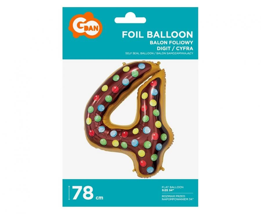 imagine-Balon folie gogoasa cifra 4 – 78cm