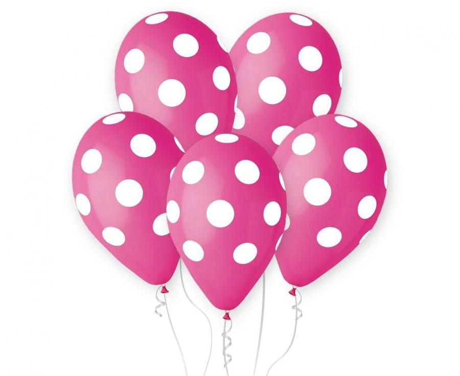 imagine-Set de 5 baloane de 30 cm roz cu buline albe