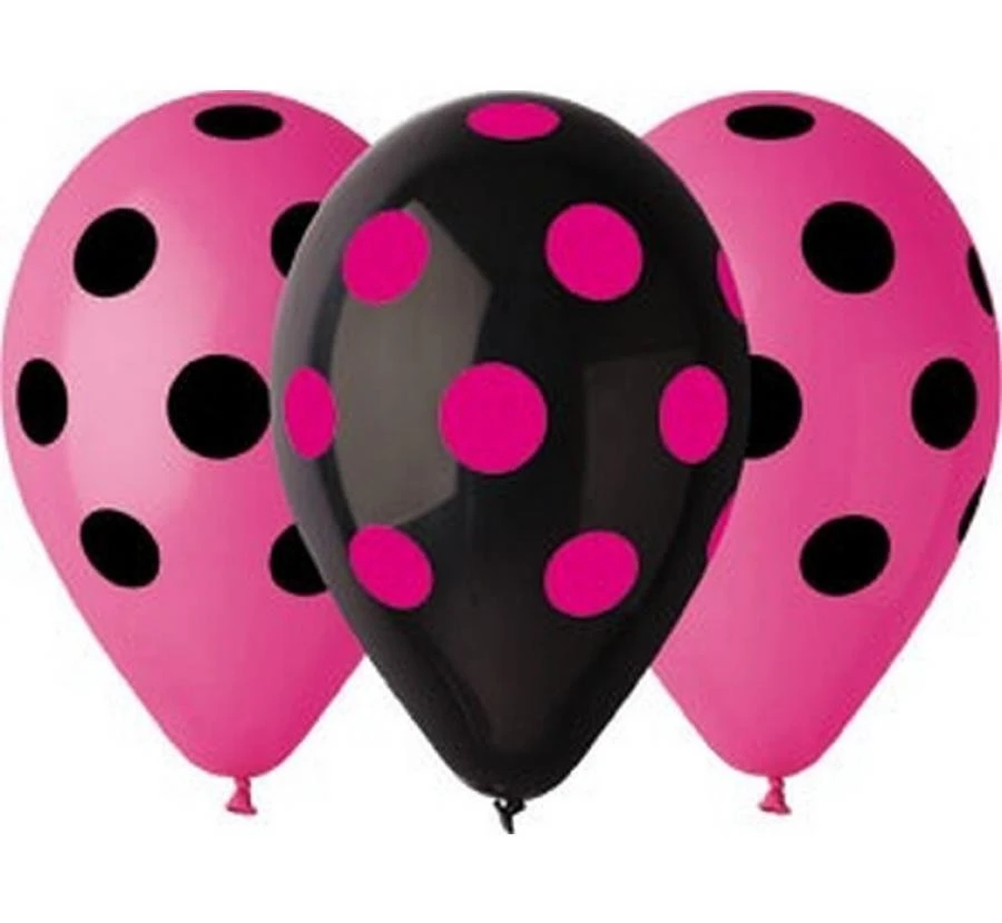 imagine-Set de 5 baloane de 30 cm negre si fuchsia