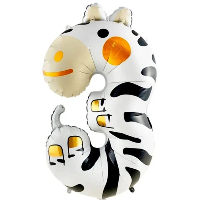 imagine-Balon folie cifra 3 Zebra