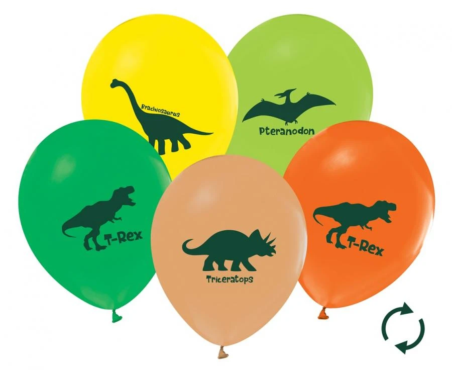 Set de 5 baloane de 30 cm cu dinozauri mixati