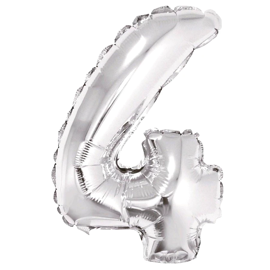 imagine-Balon argintiu folie cifra 4 - 100cm