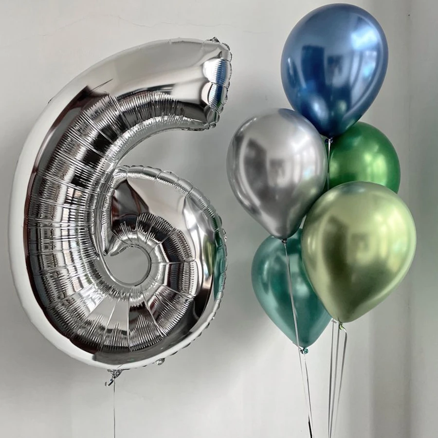 imagine-Balon argintiu folie cifra 6 - 100cm