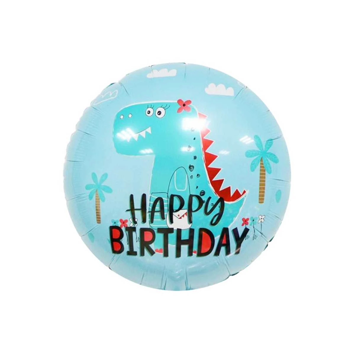 imagine-Balon folie rotund Happy Birthday Dino 45 cm