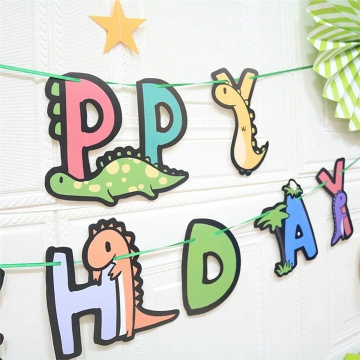 Banner cu dinozauri Happy Birthday