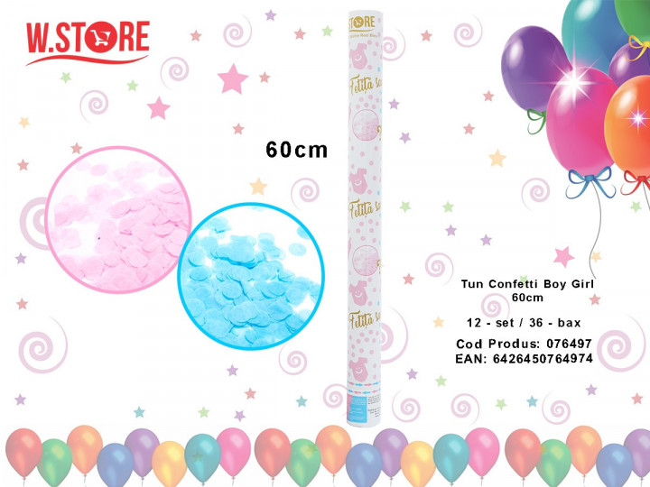 Imaginea produsului TUN CONFETTI BULINE COLORATE ROZ BOY OR GIRL 60CM