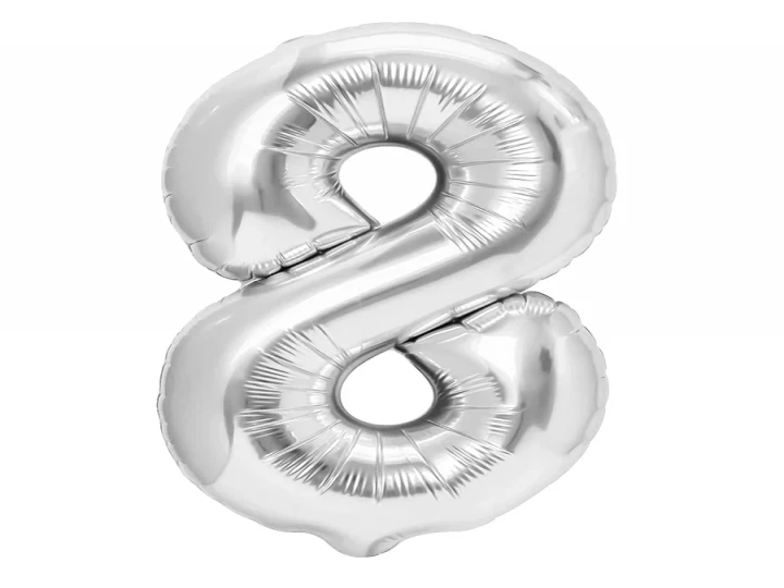 Imaginea produsului Balon argintiu folie cifra 8 - 100cm