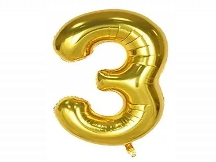 Imaginea produsului Balon auriu folie cifra 3 - 100cm