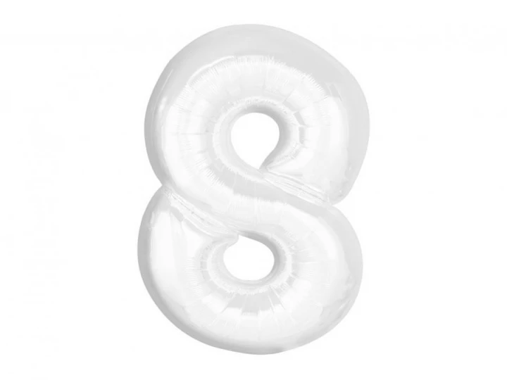Imaginea produsului Balon folie alb perlat cifra 8 – 92cm